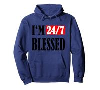 Estoy bendecido 24/7: Hombres bendecidos Ropa cristiana Vida bendita Sudadera con Capucha