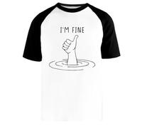 Estoy Bien como Un Pulgar hacia Arriba En La Superficie del Agua Camiseta Beisbol Blanca Unisex Manga Corta Negra Unisex White Baseball T-Shirt Black Short Sleeve