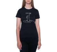 Estoy Bien como Un Pulgar hacia Arriba En La Superficie del Agua Camiseta De Manga Corta Negra con Cuello Redondo para Mujer T-Shirt Short Sleeve Black Crewneck tee For Women
