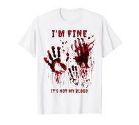 Estoy Bien No Es Mi Sangre Camiseta Huella Sangrienta Horror Camiseta gráfica económica, Hombre, Blanco, S