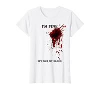 Estoy Bien No Es Mi Sangre Camiseta Salpicaduras De Sangre Camiseta gráfica económica, Mujer, Blanco, M