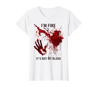 Estoy Bien No Es Mi Sangre Camiseta Salpicaduras De Sangre Camiseta gráfica económica, Mujer, Blanco, XL