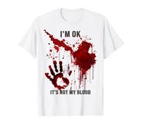 Estoy Bien No Es Mi Sangre Camiseta Zombie Huella Camiseta gráfica económica, Hombre, Blanco, XL