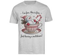 Estoy Bien Solo Estoy Teniendo Una Crisis Camiseta Gris De Manga Corta para Hombre Unisex Black tee Baggy Oversized T-Shirt