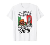 Estoy Cansado de Despertar y no Estar en Italia, Camiseta gráfica económica, Hombre, Blanco, L