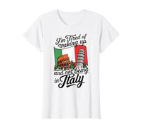 Estoy Cansado de Despertar y no Estar en Italia, Camiseta gráfica económica, Mujer, Blanco, L