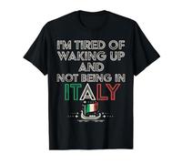 Estoy Cansado de Despertar y no Estar en Italia Viaje Divertido Camiseta gráfica económica, Hombre, Negro, XL