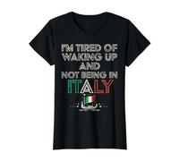 Estoy Cansado de Despertar y no Estar en Italia Viaje Divertido Camiseta gráfica económica, Mujer, Negro, XL