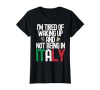 Estoy Cansado de Despertar y no Estar en Italia Viajes Italianos Camiseta gráfica económica, Mujer, Negro, XL
