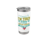 Estoy cansado de despertar y no estar en viaje a Gran Bretaña Vaso térmico de acero inoxidable de doble pared