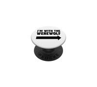 Estoy con el Hombre Lobo Flecha Derecha Estoy con el Hombre Lobo PopSockets PopGrip Adhesivo