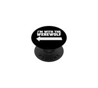 Estoy con el Hombre Lobo Flecha Izquierda Estoy con el Hombre Lobo PopSockets PopGrip Adhesivo