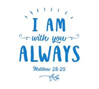 Estoy contigo siempre, diseño de escritura bíblica. Calcomanías de pared 65.6x80.6cm Impermeable Azul