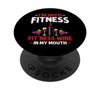 Estoy en el Fitness Wine In My Mouth Funny Gym Workout Lover PopSockets PopGrip Adhesivo