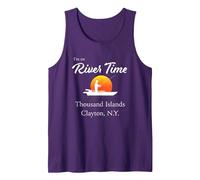 Estoy en River Time - Thousand Islands Clayton NY St. Lawrence Camiseta sin Mangas, Hombre, Morado, S