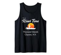 Estoy en River Time - Thousand Islands Clayton NY St. Lawrence Camiseta sin Mangas, Hombre, Negro, M