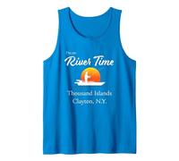 Estoy en River Time - Thousand Islands Clayton NY St. Lawrence Camiseta sin Mangas, Hombre, Zafiro, S