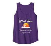 Estoy en River Time - Thousand Islands Clayton NY St. Lawrence Camiseta sin Mangas, Mujer, Morado, M