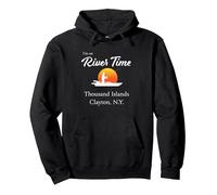 Estoy en River Time - Thousand Islands Clayton NY St. Lawrence Sudadera con Capucha, Unisex para Adultos, Negro, S