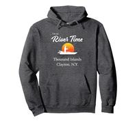 Estoy en River Time - Thousand Islands Clayton NY St. Lawrence Sudadera con Capucha, Unisex para Adultos, Jaspeado Oscuro, S