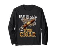 Estoy envejeciendo como un buen cigarro, divertido Día del Padre, Papá Adulto Manga Larga