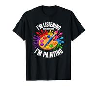Estoy Escuchando Pero en mi Cabeza Estoy pintando Arte Pintor Artista Camiseta gráfica económica