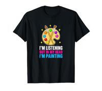 Estoy Escuchando Pero en mi Cabeza Estoy pintando Arte Pintor Artista Camiseta gráfica económica