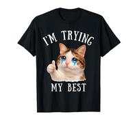 Estoy Intentando Mi Mejor Tonto Llorando Gato Meme Lindo Animales Niños Camiseta