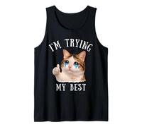 Estoy Intentando Mi Mejor Tonto Llorando Gato Meme Lindo Animales Niños Camiseta sin Mangas
