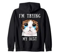 Estoy Intentando Mi Mejor Tonto Llorando Gato Meme Lindo Animales Niños Sudadera con Capucha