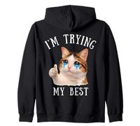 Estoy Intentando Mi Mejor Tonto Llorando Gato Meme Lindo Animales Niños Sudadera con Capucha