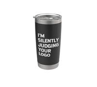 Estoy juzgando en silencio tu logotipo, divertida cita de diseñador gráfico Vaso térmico de acero inoxidable de doble pared