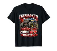 Estoy Listo para Aplastar 67 Hearts Boys Valentine Monster Truck Camiseta