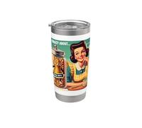 Estoy loco por el anuncio de ama de casa de mediados de siglo de Deez Jar of Nuts Vaso térmico de acero inoxidable de doble pared