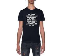 Estoy Muy Vulnerable Ahora Mismo Camiseta Negro para Hombre De Manga Corta con Cuello Redondo