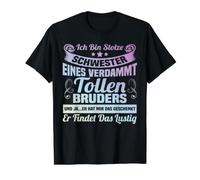 Estoy Orgullosa Hermana de un Hermano condenado Camiseta gráfica económica, Hombre, Negro, S