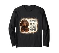 Estoy Orgulloso de mi pequeño Weiner, Divertido Cachorro de Animal Amante de los Perros Manga Larga