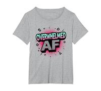 Estoy sobreestimulado abrumado AF Arte gráfico Camiseta, Mujer Tallas Grandes, Gris Jaspeado, 2XL Grande