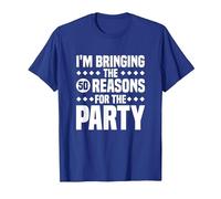 Estoy trayendo Las Cincuenta Razones para la Fiesta, 50 cumpleaños Camiseta, Hombre, Azul Real, XXL