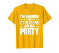 Estoy trayendo Las Cincuenta Razones para la Fiesta, 50 cumpleaños Camiseta, Hombre, Dorado Brillante, 3XL