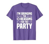 Estoy trayendo Las Cincuenta Razones para la Fiesta, 50 cumpleaños Camiseta, Hombre, Morado Jaspeado, 3XL