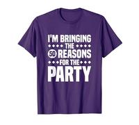 Estoy trayendo Las Cincuenta Razones para la Fiesta, 50 cumpleaños Camiseta, Hombre, Morado, M