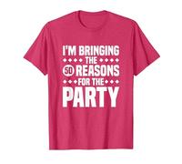 Estoy trayendo Las Cincuenta Razones para la Fiesta, 50 cumpleaños Camiseta, Hombre, Rojo Jaspeado, 3XL