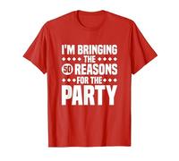 Estoy trayendo Las Cincuenta Razones para la Fiesta, 50 cumpleaños Camiseta, Hombre, Rojo, L