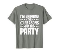 Estoy trayendo Las Cincuenta Razones para la Fiesta, 50 cumpleaños Camiseta, Hombre, Verde Militar Jaspeado, 3XL