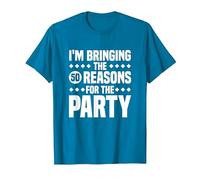 Estoy trayendo Las Cincuenta Razones para la Fiesta, 50 cumpleaños Camiseta, Hombre, Zafiro, 3XL