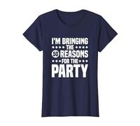 Estoy trayendo Las Cincuenta Razones para la Fiesta, 50 cumpleaños Camiseta, Mujer, Azul Marino, 3XL