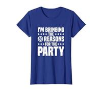 Estoy trayendo Las Cincuenta Razones para la Fiesta, 50 cumpleaños Camiseta, Mujer, Azul Real, S