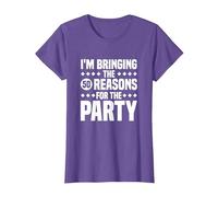 Estoy trayendo Las Cincuenta Razones para la Fiesta, 50 cumpleaños Camiseta, Mujer, Morado Jaspeado, S