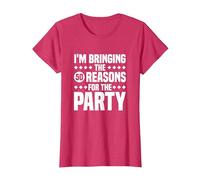 Estoy trayendo Las Cincuenta Razones para la Fiesta, 50 cumpleaños Camiseta, Mujer, Rojo Jaspeado, 3XL